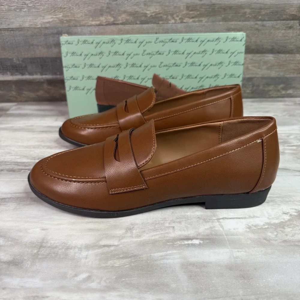KENSIE Womens‎ Gitty Penny Loafer Slip on Casual Shoes Extra Padded Brown Sz 8.5